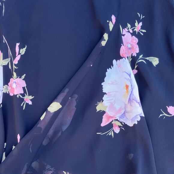 Black floral godet midi skirt romantic Y2K boho chic whimsigoth fairy castlecore - Picture 6 of 6